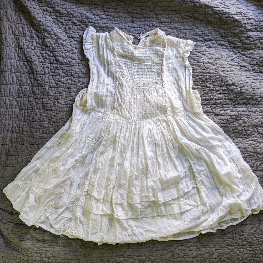 Free People minidress White cotton vintage feel Sz S